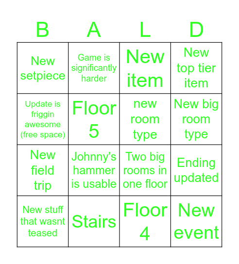 Baldis 0.4 Bingo Card