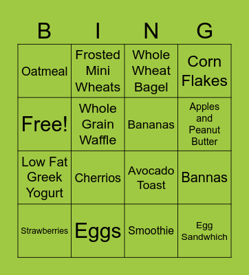 Veggie and fruit bingo Card