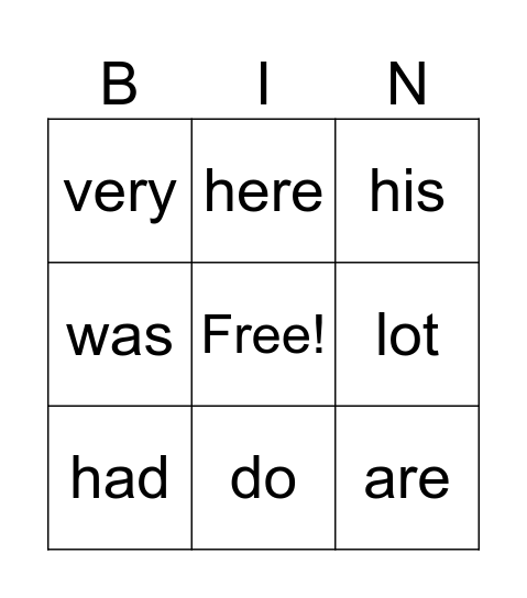 Kindergarten Module 4 Bingo Card