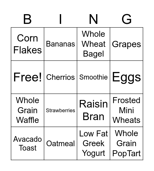 Breakfeast Bingo Card