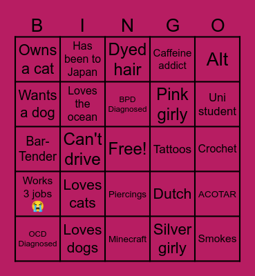 Jinxx's Bingo Card