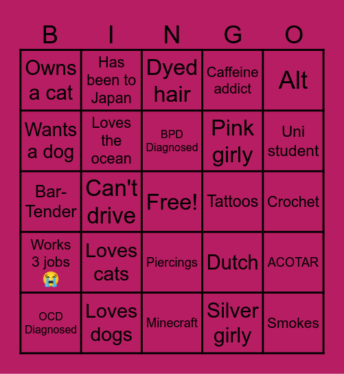 Jinxx's Bingo Card