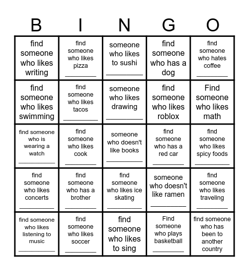 Get to Know You BINGO! Bingo Card