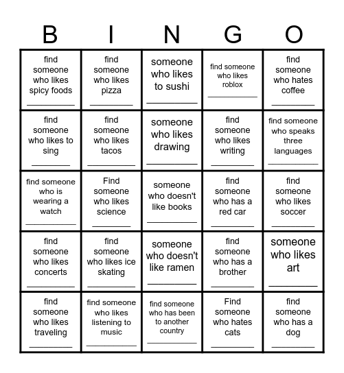 Get to Know You BINGO! Bingo Card