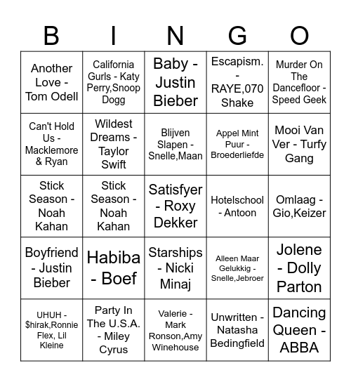 Teamweekend Bingo Card