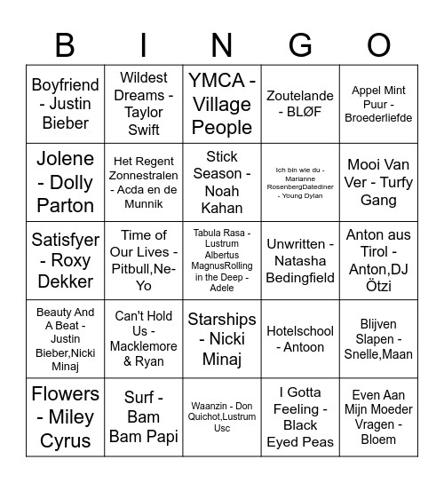 - Bingo Card