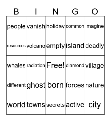 Ghost Towns Bingo Card