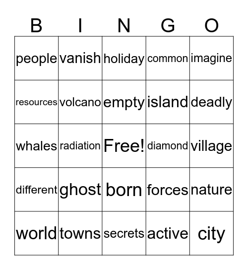 Ghost Towns Bingo Card