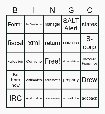 SALT Bingo Card