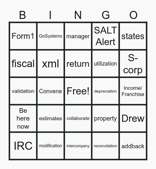 SALT Bingo Card