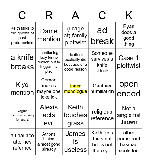 Silent Echoes Bingo Card