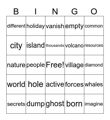 Ghost Towns * Bingo Card