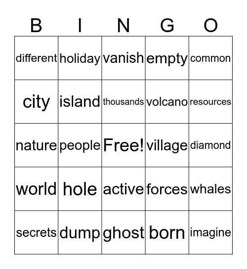 Ghost Towns * Bingo Card