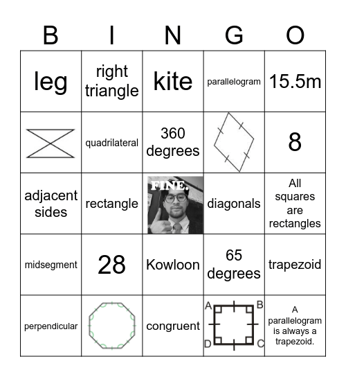 GEO BINGO- Ch. 6 Polygons, Quadrilaterals Bingo Card