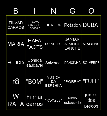Windoh bingo Card