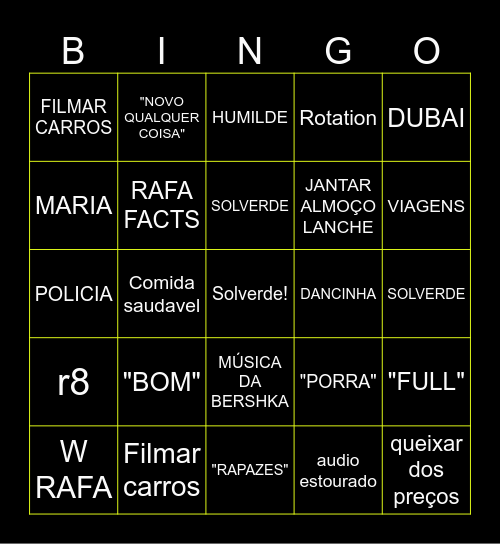 Windoh bingo Card