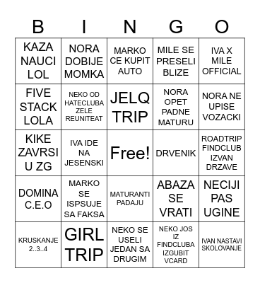 FINDCLUB 2024 Bingo Card