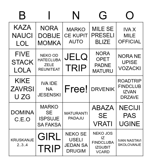 FINDCLUB 2024 Bingo Card