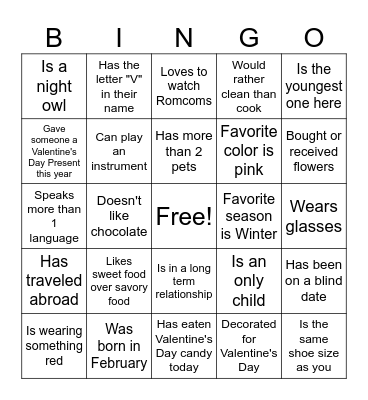 Galentine's Day Bingo Card