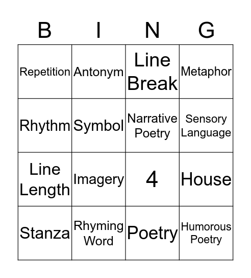 Mr Nobody Peom Bingo Card