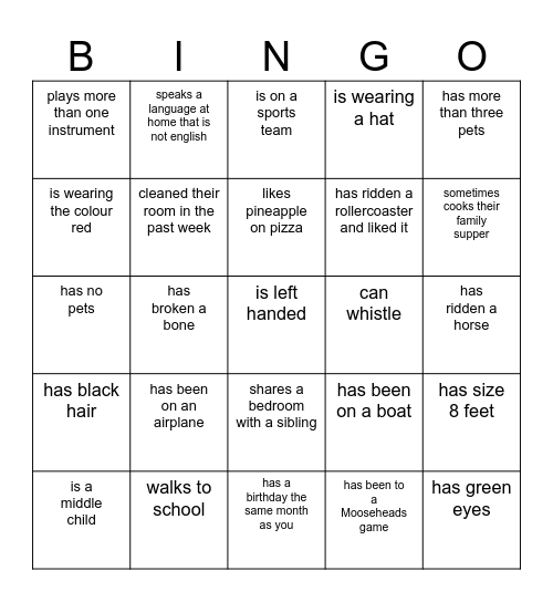 Find someone who... Bingo Card