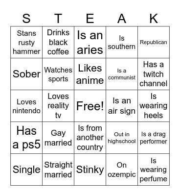 Friend Fact Bingo Card