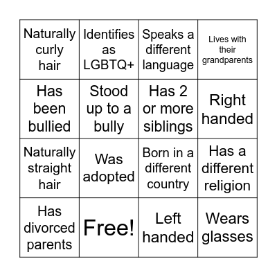 RESPECT FOR ALL BINGO Card