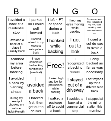 Valentine's Week- Backing Bingo Card