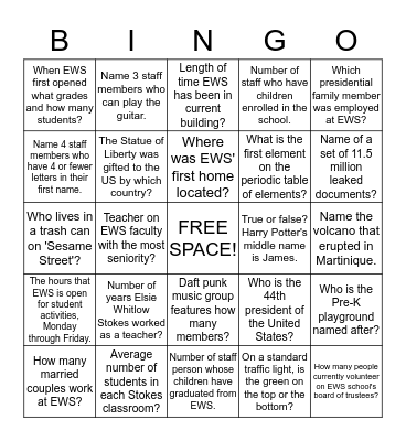 Staff Appreciation Bingo 2016 Bingo Card