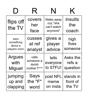 Elina's Superbowl 2024 Bingo Card