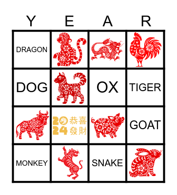 Happy Chinese New Year Bingo Card
