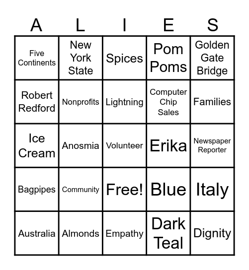 Board Bingo Card