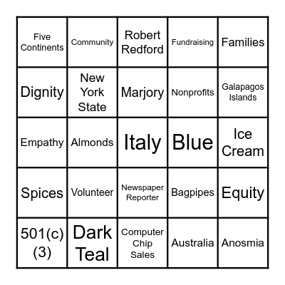 Austin Allies Board Bingo Card