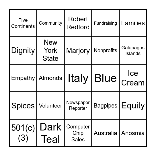 Austin Allies Board Bingo Card