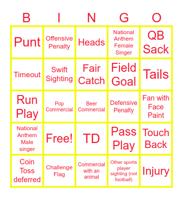 SUPER BOWL  LVIII Bingo Card