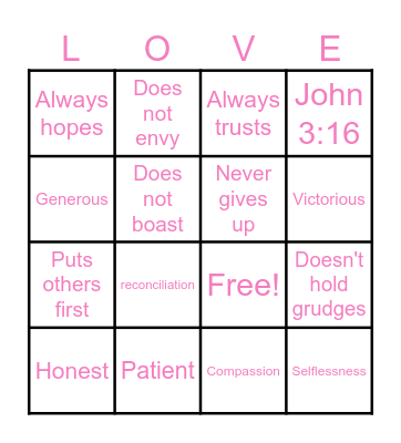 Put on Love Bingo Card