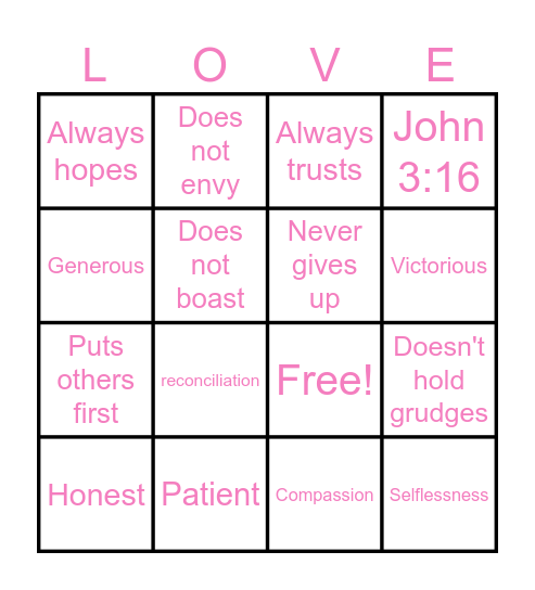 Put on Love Bingo Card