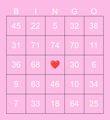 BC2M Valentines Bingo Card
