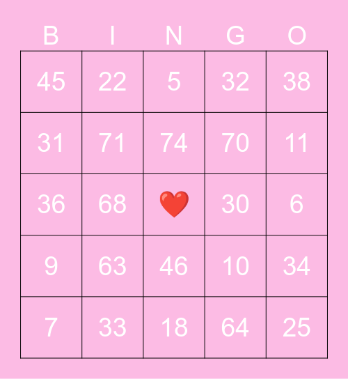 BC2M Valentines Bingo Card