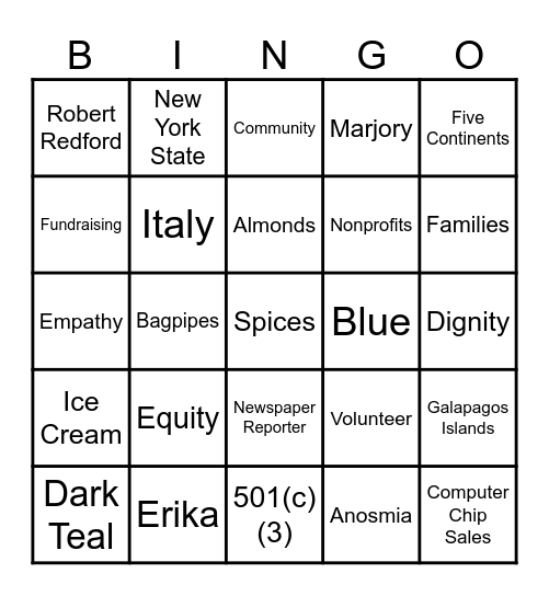 Austin Allies Board Bingo Card