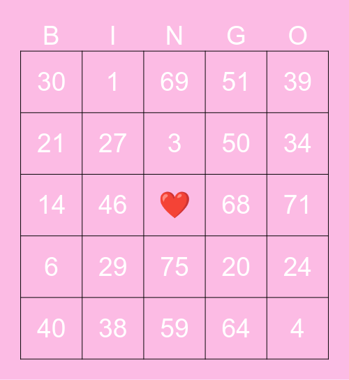 BC2M Valentines Bingo Card