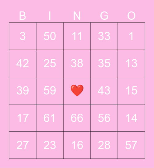 BC2M Valentines Bingo Card