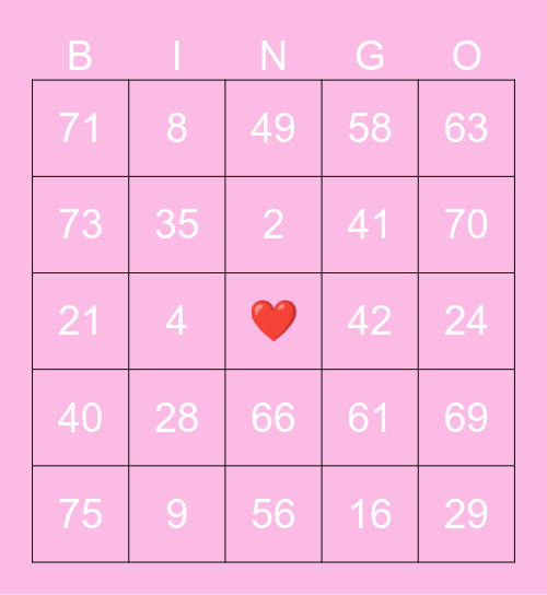 BC2M Valentines Bingo Card