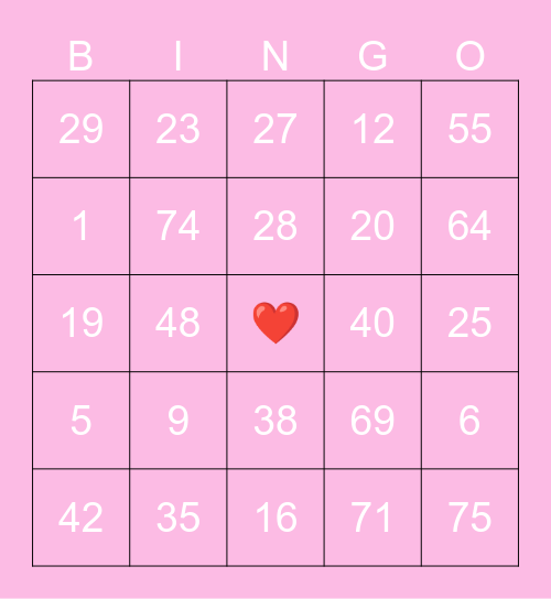 BC2M Valentines Bingo Card