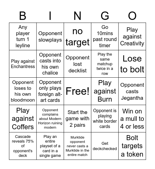 RC Bingo Card