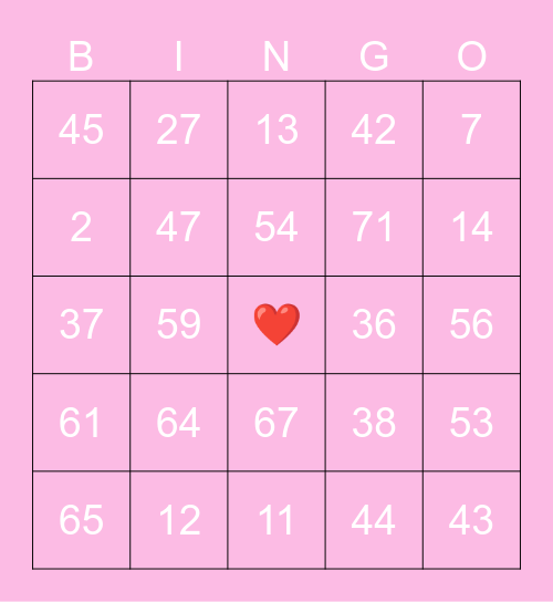 BC2M Valentines Bingo Card