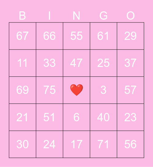 BC2M Valentines Bingo Card