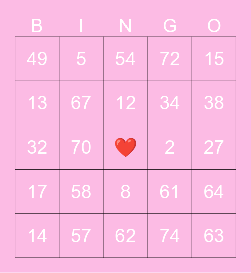 BC2M Valentines Bingo Card