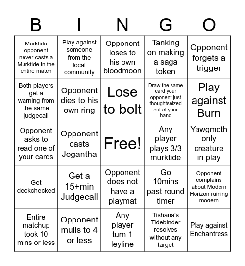 RC Bingo Card