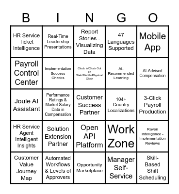 SAP SuccessFactors Bingo Card